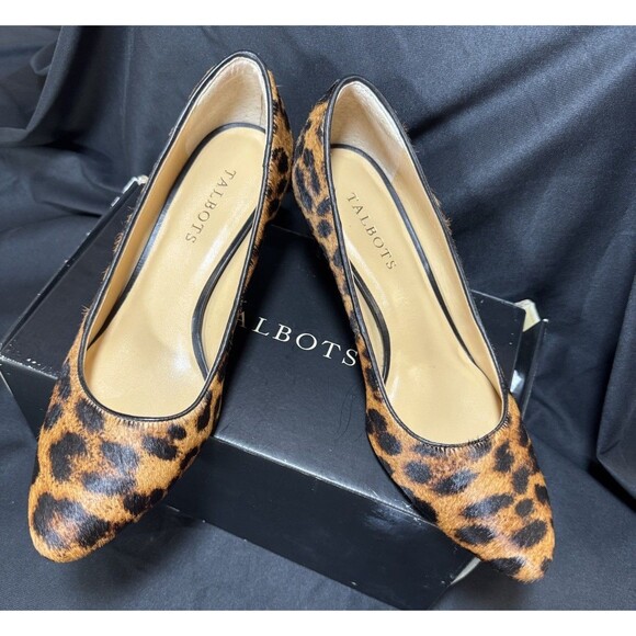 Size 9 - Talbots Classic Leopard Tessa Heel Pony Hair Texture Animal Print EUC - Picture 1 of 9